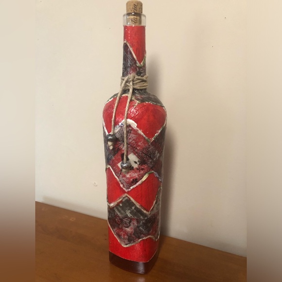 Handmade Glass Decorative Painted Red & Floral Patterned Patterned Vase - Picture 11 of 16